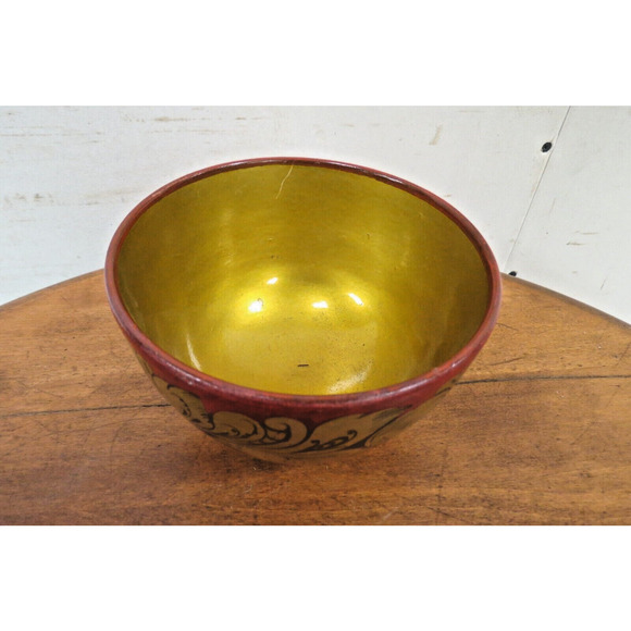 Vintage Russian Lidded Canister And 2 Bowls - Folk Art Hand Painted - Picture 9 of 9